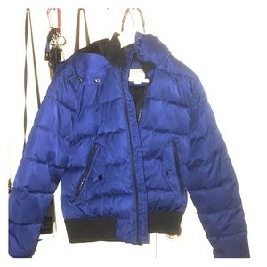 Blue puffer jacket